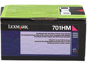 LEXMARK 701HM (Model # 70C1HM0) High Yield Toner Cartridge; Magenta (Return Program)