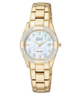 Citizen Womens Eco Drive Diamond Accent Gold Tone Stainless Steel