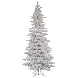 Vickerman 6.5 Flocked White Slim Tree with 300 LED Warm White Italian