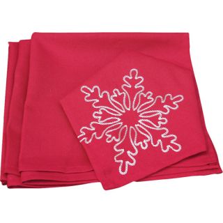 Xia Home Fashions Snowy Noel Embroidered Snowflake Christmas Napkin