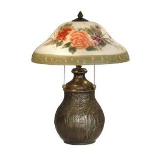 Dale Tiffany 22 in. Hand Painted Floral Table Lamp with Antique Bronze Base TT10891