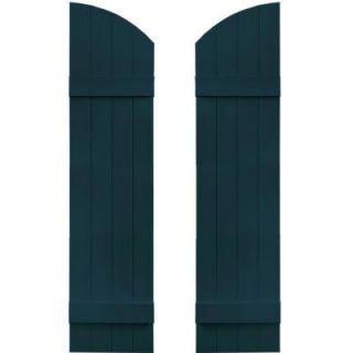 Builders Edge 14 in. x 53 in. Board N Batten Shutters Pair, 4 Boards Joined with Arch Top #166 Midnight Blue 090140053166