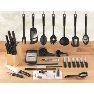 Hampton Forge  48 Piece Essex Kitchen Starter Set   Black