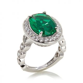 Jean Dousset 8.46ct Absolute™ and Simulated Emerald Sterling Silver Ring   7839221