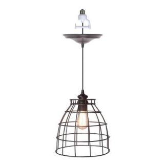 Worth Home Products 1 Light Brushed Bronze Instant Pendant Conversion Kit and Cage Shade PBN 5034 0011