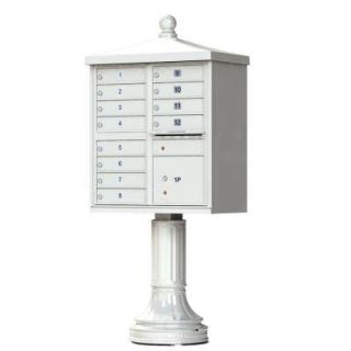 Florence 12 Mailboxes 1 Parcel Locker 1 Outgoing Pedestal Mount Cluster Box Unit 1570 12V2PG