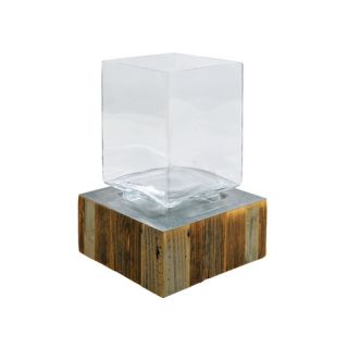 Barreveld International Glass and Wood Square Vase