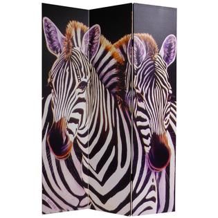 Oriental Furniture  6 ft. Tall Double Sided Elephant and Zebra Canvas