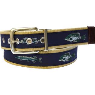 Berkley Mens 35mm Canvas Ribbon belt with fish ornament detailing and