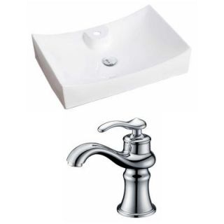 American Imaginations Rectangle Vessel Sink Set in White with Single Hole cUPC Faucet AI 14974