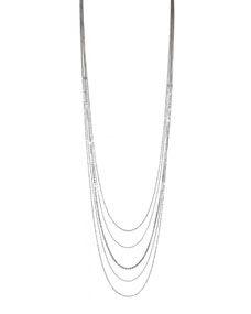 Lisa Freede Layered Chain & Cubic Zirconia Necklace, 48, Rhodium