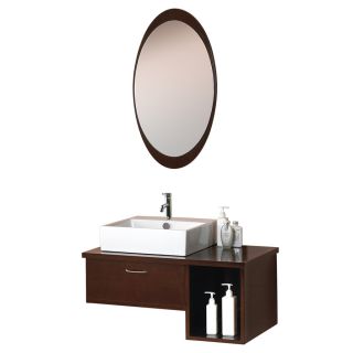 DreamLine Modern Walnut Drop In Single Sink Bathroom Vanity with Vitreous China Top (Common: 31 in x 19 in; Actual: 31.5 in x 19.75 in)