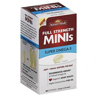 Nature Made Super Omega 3, Full Strength MINIs, Softgels, 60 softgels