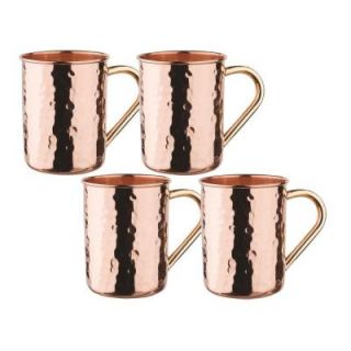 Old Dutch 14 oz. Hammered Solid Copper Straight Sided Moscow Mule Mug (Set of 4) OS440H