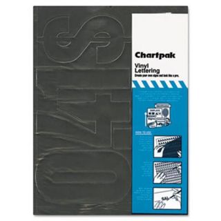 Chartpak 01198 Press On Vinyl Numbers, Self Adhesive, Black, 6 inch h, 21 Pack