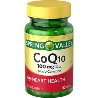Spring Valley Co Q 10 plus L Carnitine Dietary Supplement Softgels, 100 mg, 50 count