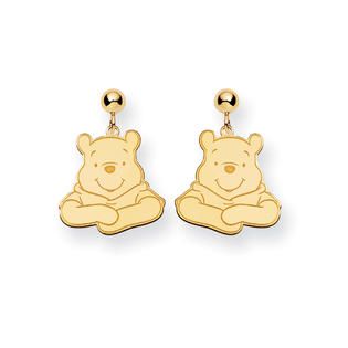 Gold plated SS Disney Winnie the Pooh Dangle Post Earrings   Jewelry