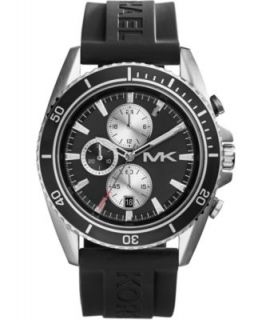 Michael Kors Mens Chronograph Lansing Black Silicone Strap Watch 45mm
