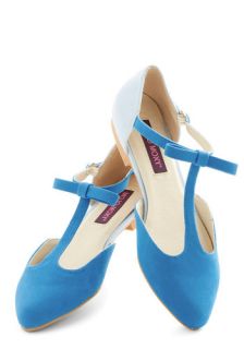 Bow Your Socks Off Flat in Blue  Mod Retro Vintage Flats