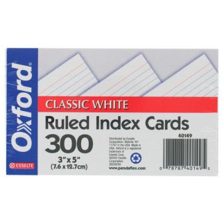 Oxford 300 Count 3'' x 5'' Ruled Index Card in White