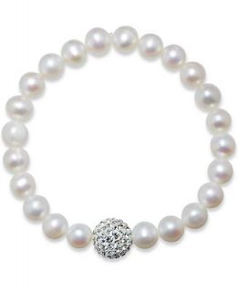 Pearl Bracelet, 14k Gold Cultured Freshwater Pearl (8 9mm) and Crystal