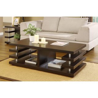 Furniture of America Architectural Inspired Dark Espresso Coffee Table