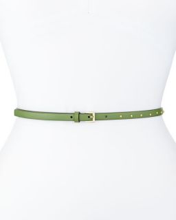 Valentino Dotcom Vitello Studded Belt, Clover Green