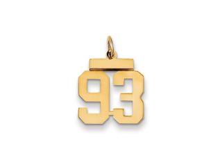The Athletic Small Polished Number 93 Pendant in 14K Yellow Gold