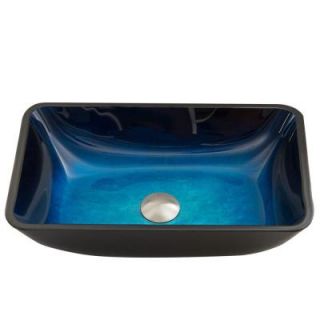 Vigo Glass Vessel Sink in Rectangular Turquoise Water VG07068