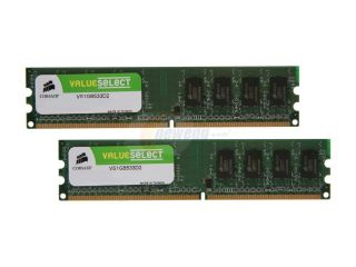 CORSAIR 2GB (2 x 1GB) 240 Pin DDR2 SDRAM DDR2 533 (PC2 4200) Dual Channel Kit Desktop Memory Model VS2GBKIT533D2