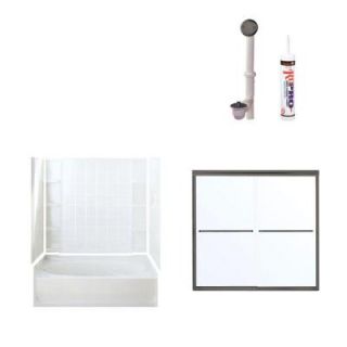 STERLING Ensemble 60 in. x 42 in. x 72 in. Bathtub Kit with Left Hand Drain in White with Oil Rubbed Bronze Trim DISCONTINUED LH7111 5425DR