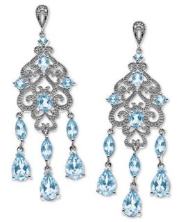 Sterling Silver Earrings, Blue Topaz (8 1/4 ct. t.w.) and Diamond