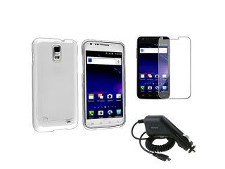 Insten Clear Hard Case Cover + Car Charger + Clear SP For Samsung Galaxy S2 Skyrocket i727
