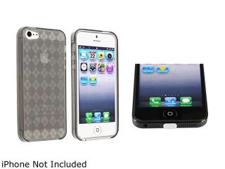 Insten Smoke Argyle Candy Skin Case + White Docking Port Cap For iPhone 5 919869