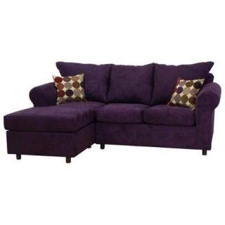 Dina 2 Pc Sectional Sofa in Bulldozer Eggplant Fabric