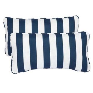 Striped Navy Corded 12 x 24 Inch Indoor/ Outdoor Lumbar Pillows (Set of 2)