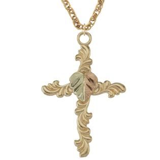 Black Hills Gold Tricolor 10k Vine Cross Pendant   Jewelry   Pendants