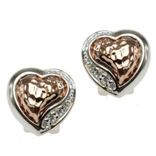 Michael Valitutti Two tone Cubic Zirconia Heart Earrings   16309920