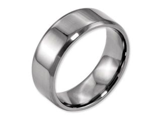 Titanium Beveled Edge 8mm Brushed And Polished Band, Size 12