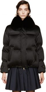 Burberry London: Black Fox Collar Alderwall Jacket