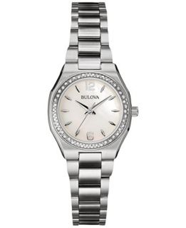 Bulova Womens Diamond Accent Stainless Steel Bracelet Watch 26mm