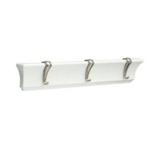Liberty 18 in. White and Satin Nickel Picture Ledge Hook Rack 141789