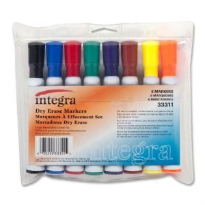 INTEGRA Dry Erase Marker, Chisel Tip, 8/ST, AST