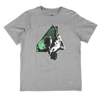 Jordan Retro 4 Number T Shirt   Boys Grade School   Basketball   Clothing   Dark Grey Heather/Poison Green/Black