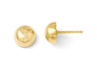 Sterling Silver 9.00mm 14k Gold Plated Polished Button Earrings
