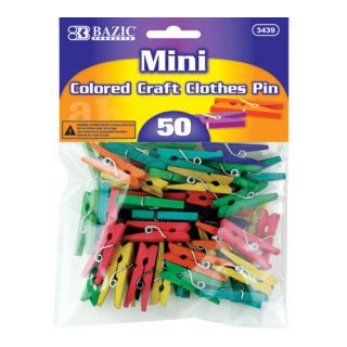 Bazic 50 Ct. Mini Colored Clothespins Set