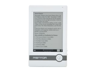 Astak EB600WHT Mentor E Book Reader with 6" E Ink Screen and Multi Language Support, White