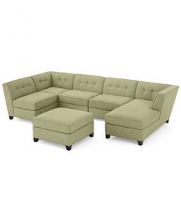 Harper Fabric 6 Piece Modular Chaise Sectional Sofa: Custom Colors
