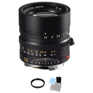 Leica Normal 50mm f/1.4 Summilux M Aspherical Lens Silver Bundle