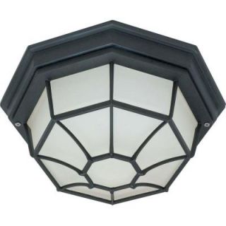 Glomar 1 Light Outdoor Textured Black Ceiling Spider Cage Fixture with Die Cast with Glass Lens HD 536